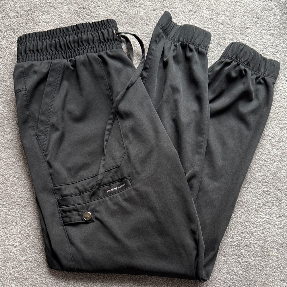 Healing Hands Black Jogger scrub Pants